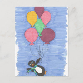 Balloons und Pinguin-Künstler-Postkarte Postkarte