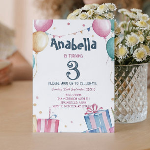 Balloons und präsentiert Kindergeburtstag Party Einladung