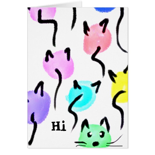 Balloons Whimsical Chat Hi Blank Inside Carte pour (Devant)