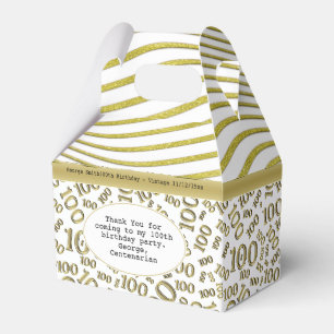 Ballotins 100th Or d'anniversaire et motif blanc de collage