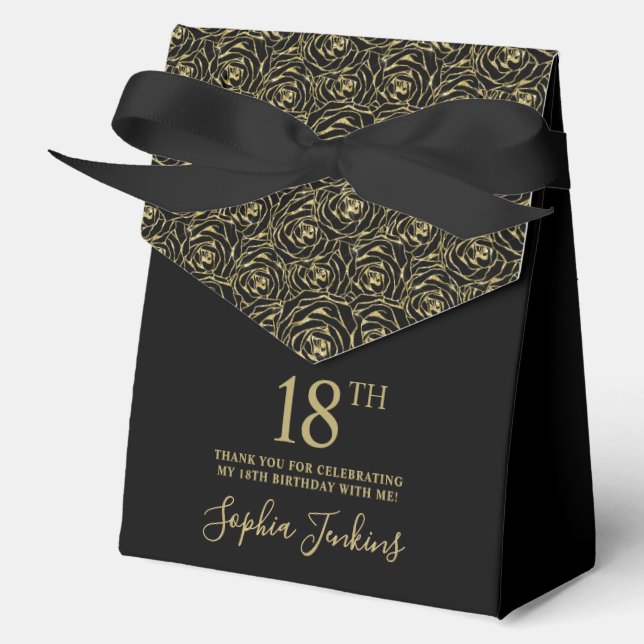 Ballotins 18th Birthday Gold Glitter Roses Thank You  (Recto)