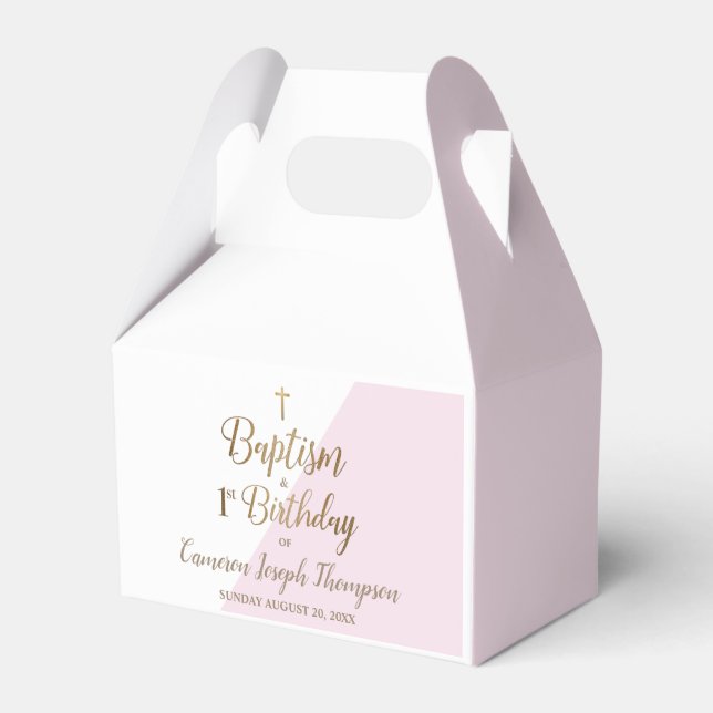Ballotins 1er anniversaire et baptême Fille rose bébé (Verso)