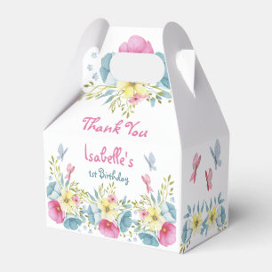 Ballotins 1er anniversaire Floral Papillons bleu rose