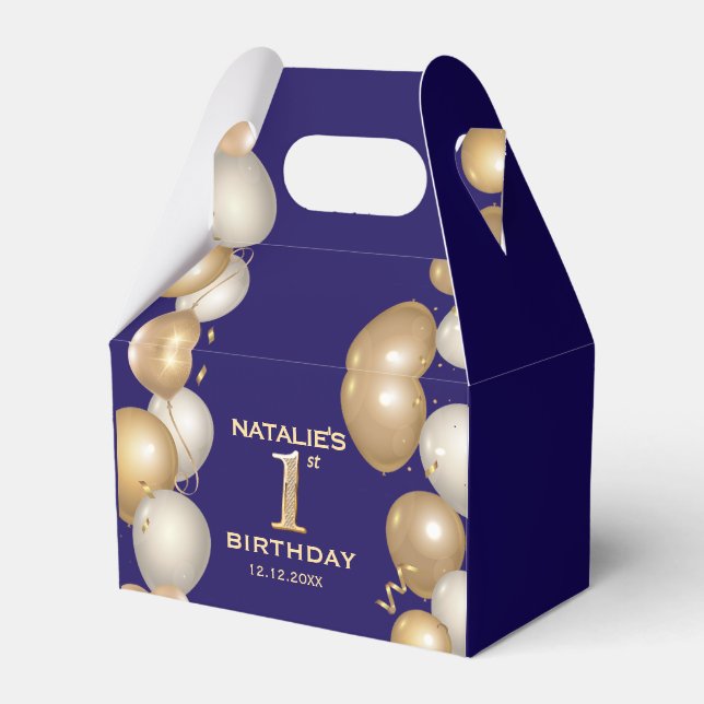Ballotins 1er Anniversaire Marine Bleu et Ballons d'or (Verso)