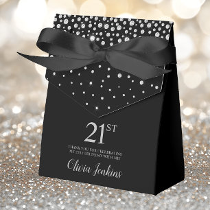Ballotins 21e anniversaire Black Sparkly Merci