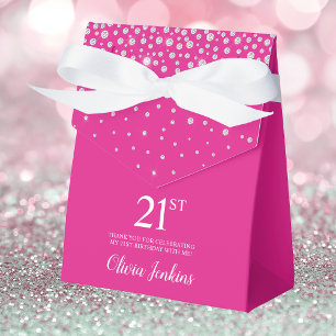Ballotins 21e Anniversaire Hot Pink Sparkly Merci