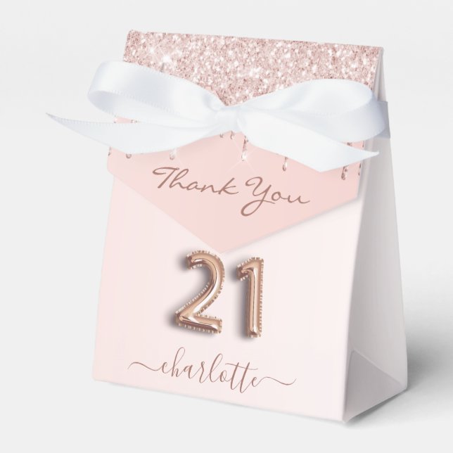 Ballotins 21e anniversaire rose rose or parties scintillant  (Verso)