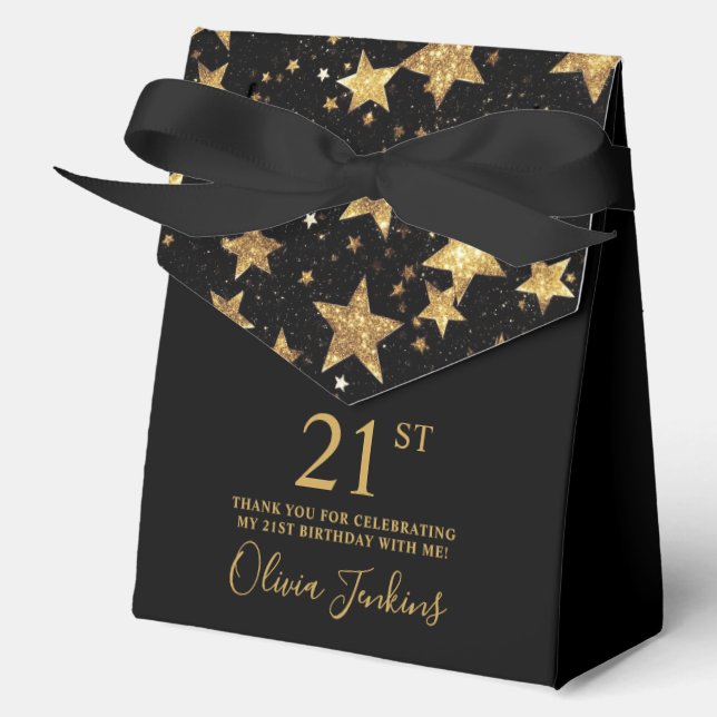 Ballotins 21st Birthday Gold Stars Thank You  (Recto)