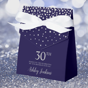 Ballotins 30e Anniversaire Bleu Marine Pailleté Merci