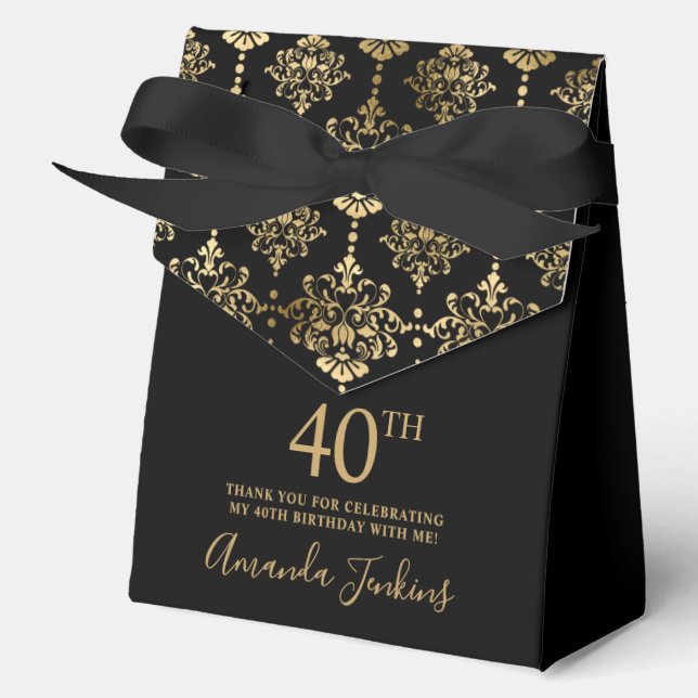 Ballotins 40th Birthday Gold Elegant Thank You  (Recto)