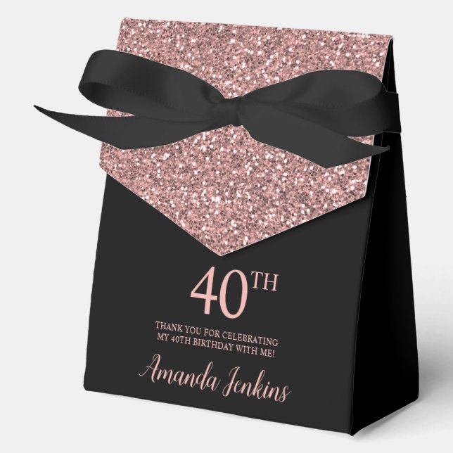 Ballotins 40th Birthday Rose Gold Glitter Thank You (Recto)