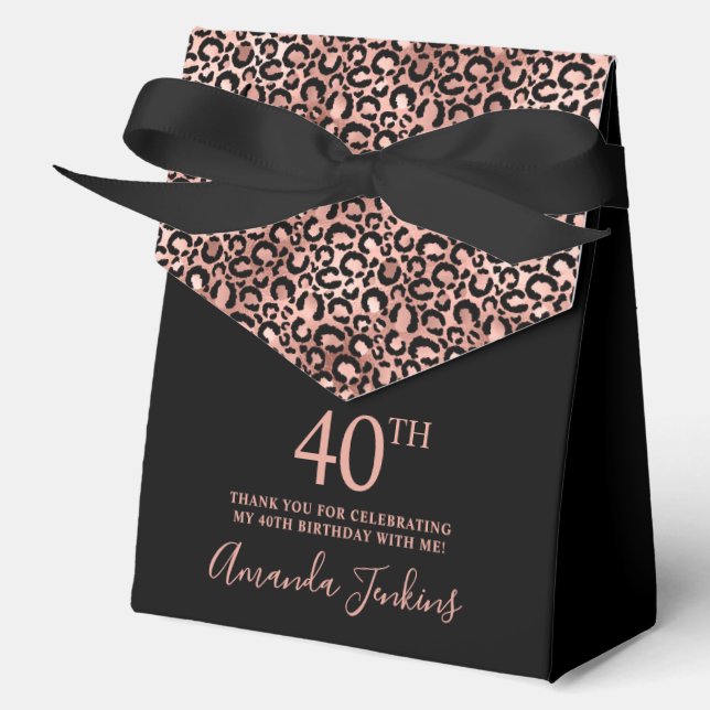 Ballotins 40th Birthday Rose Gold Leopard Print Thank You  (Recto)