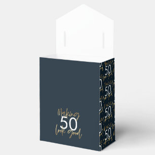 Ballotins 50e anniversaire bleu et or simple élégant moderne