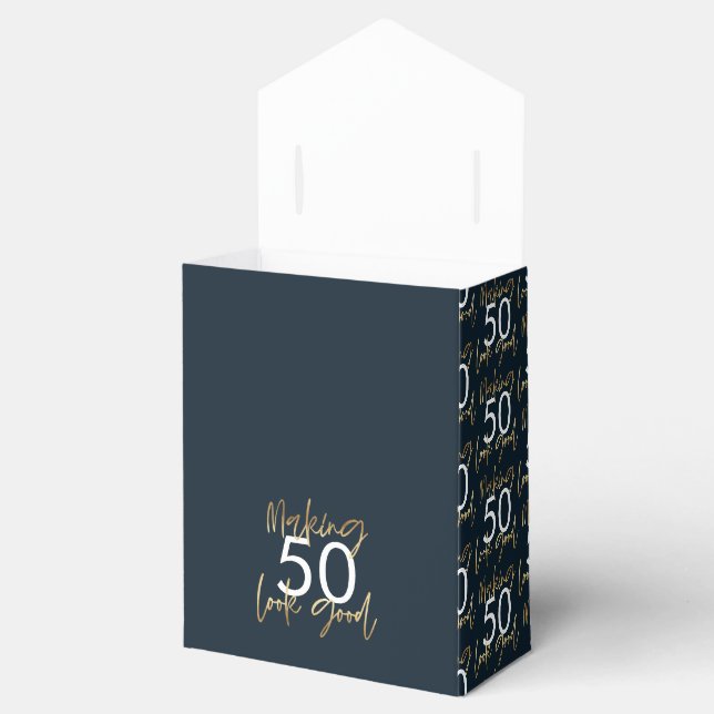 Ballotins 50e anniversaire bleu et or simple élégant moderne (Ouvert)