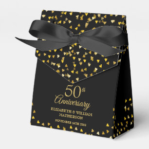 Ballotins 50e anniversaire de mariage Cœurs noirs et dorés