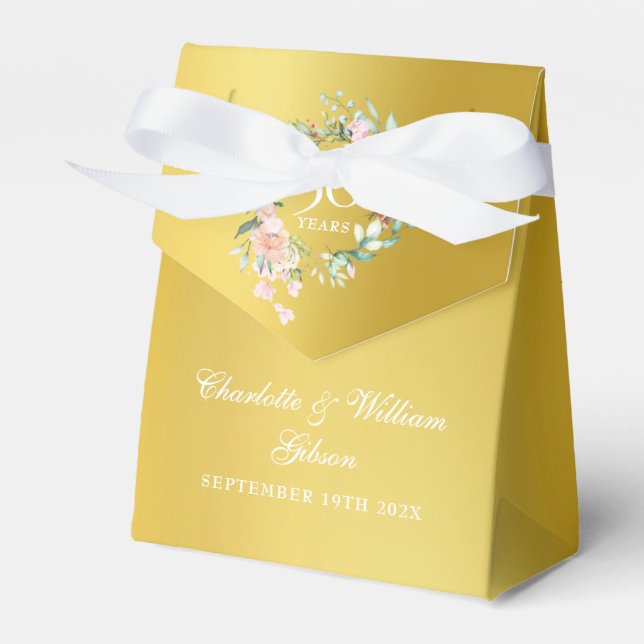 Ballotins 50e anniversaire de Mariage Rose Floral Golden (Verso)