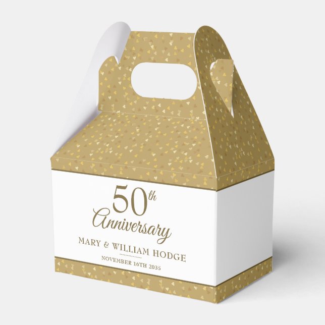 Ballotins 50e anniversaire Gold Heart Confetti Mariage Photo (Verso)