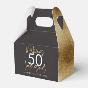 Ballotins 50e anniversaire noir et or simple élégant moder