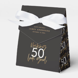 Ballotins 50e anniversaire noir et or simple élégant moder