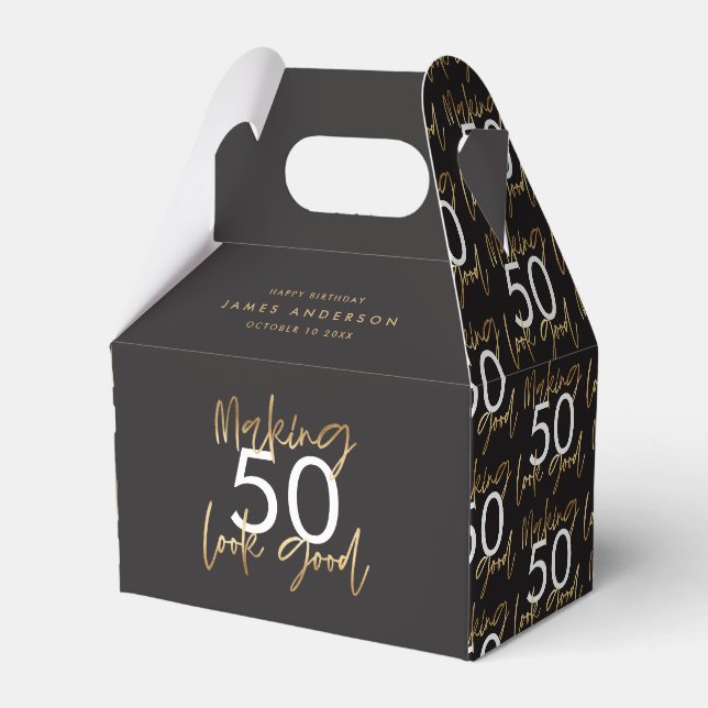 Ballotins 50e anniversaire noir et or simple élégant moderne (Verso)