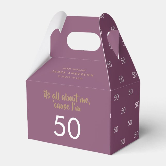 Ballotins 50e anniversaire violet et or simple élégant (Verso)