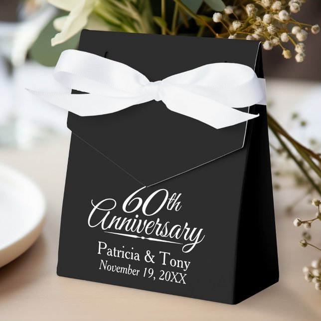 Ballotins 60e anniversaire du Mariage - Merci noir personnal (Personalized gift box for wedding anniversary party favors)