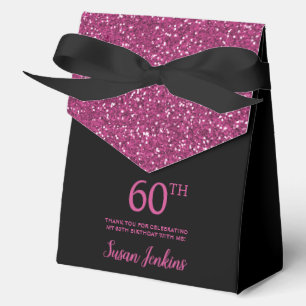 Ballotins 60e Anniversaire Noir Rose Chaud Paillettes Merci