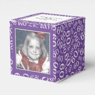 Ballotins 60e photo Keepsaké - Motif de numéro violet/blanc