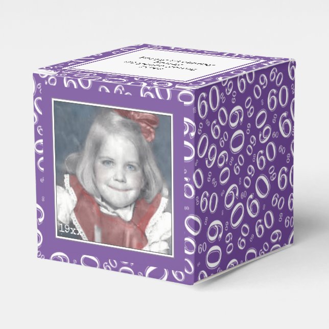 Ballotins 60e photo Keepsaké - Motif de numéro violet/blanc (Verso)
