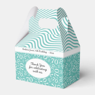 Ballotins 70e anniversaire Turquoise/Motif numérique blanc