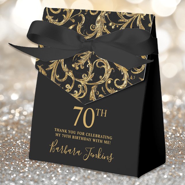 Ballotins 70th Birthday Gold Swirls Thank You  (Créateur téléchargé)