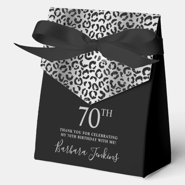 Ballotins 70th Birthday Silver Leopard Print Thank You  (Recto)