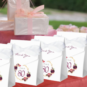 Ballotins 80e anniversaire bordeaux or géométrique floral bl