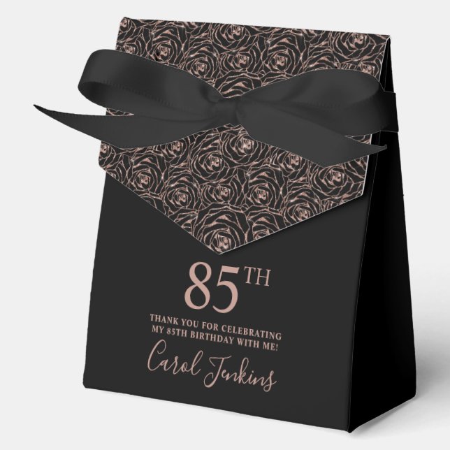Ballotins 85th Birthday Rose Gold Glitter Roses Thank You  (Recto)