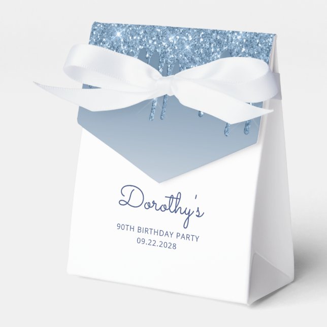 Ballotins 90e anniversaire Elegant Blue Parties scintillant  (Verso)