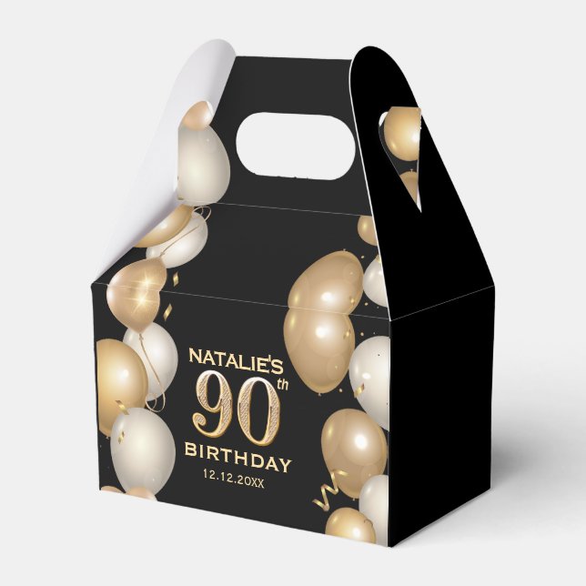 Ballotins 90e fête d'anniversaire Ballons noirs et or (Verso)