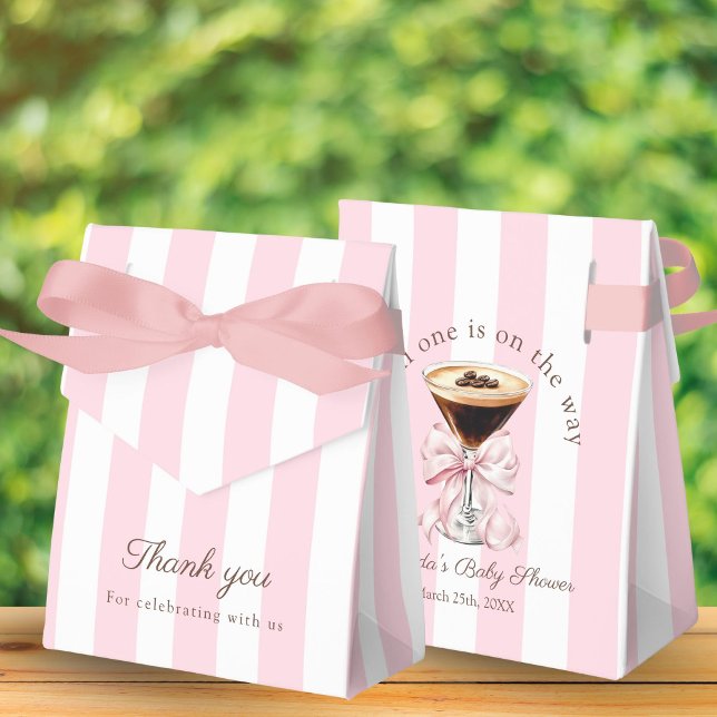 Ballotins A Tini One Martini Pink Bow Baby Shower Gift (A tini one is on the way Baby shower Girl Gift Boxes)