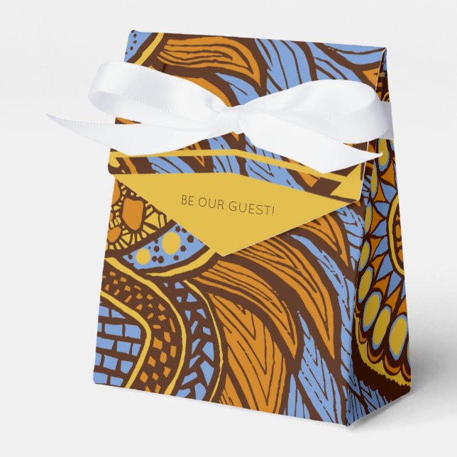 Ballotins Africain Ankara Sky Blue Gold Brown Floral (Verso)