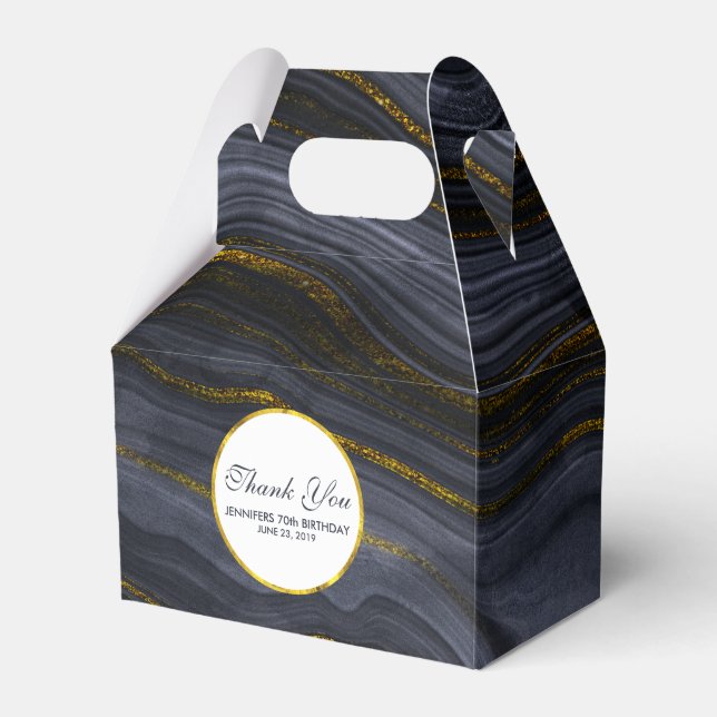 Ballotins Agate moderne Black & Gold Pierre Abstrait Anniver (Verso)