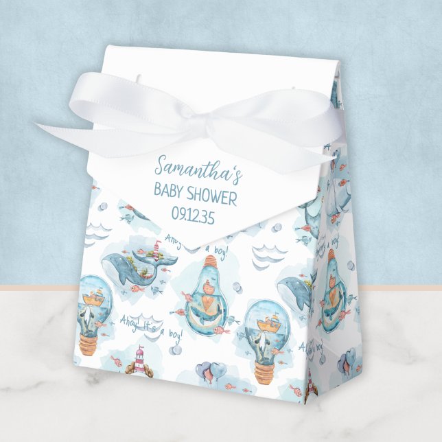 Ballotins Ahoy C'est Un Baby shower de baleine de garçon Per (Ahoy It's A Boy Whale Baby Shower Personalized Favor Boxes
)
