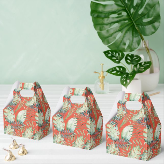 Ballotins Aloha Feuilles Vertes Tropicales Orange (Multiple)