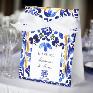Ballotins Amalfi Vietri mariage en tuiles bleues faveurs