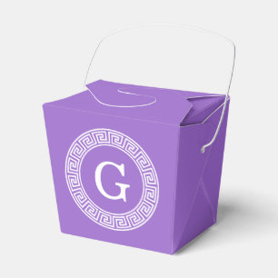 Ballotins Améthyste Wht Cadre Rnd Clé Grecque Monogramme Ini