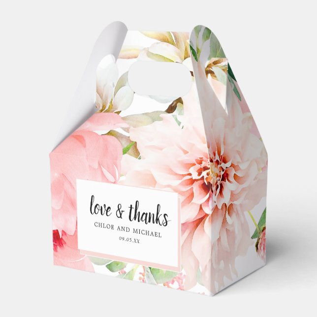 Ballotins Amour et Merci Peony Pink Aquarelle Rose Faveur Fl (Verso)