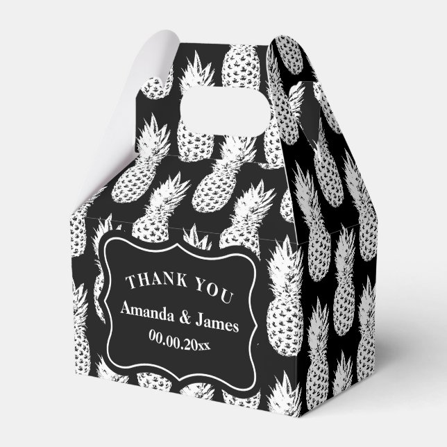 Ballotins Ananas noir et blanc personnalisées mariage (Verso)