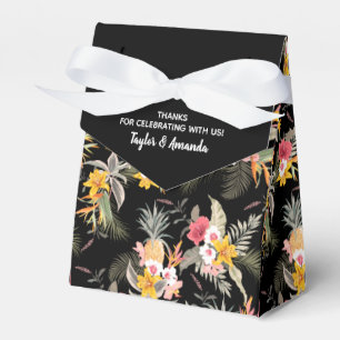 Ballotins Ananas Tropicaux Fleurs sur Chapiteau Noir