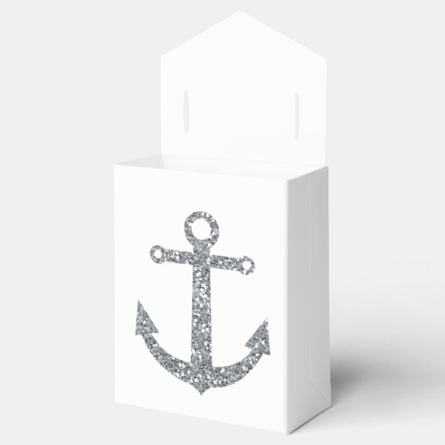 Ballotins Ancre Nautiale Silver Gliter Mariage Faveur Boxes (Ouvert)