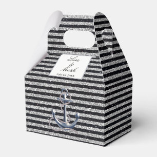Ballotins Ancre nautique Mariage Silver Black Stripes