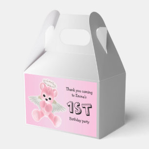 Ballotins Ange rose de la fille Teddy Bear 1er anniversaire