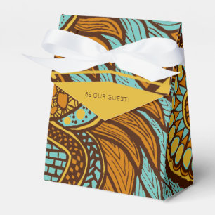 Ballotins Ankara africain Aqua Brun Or Floral